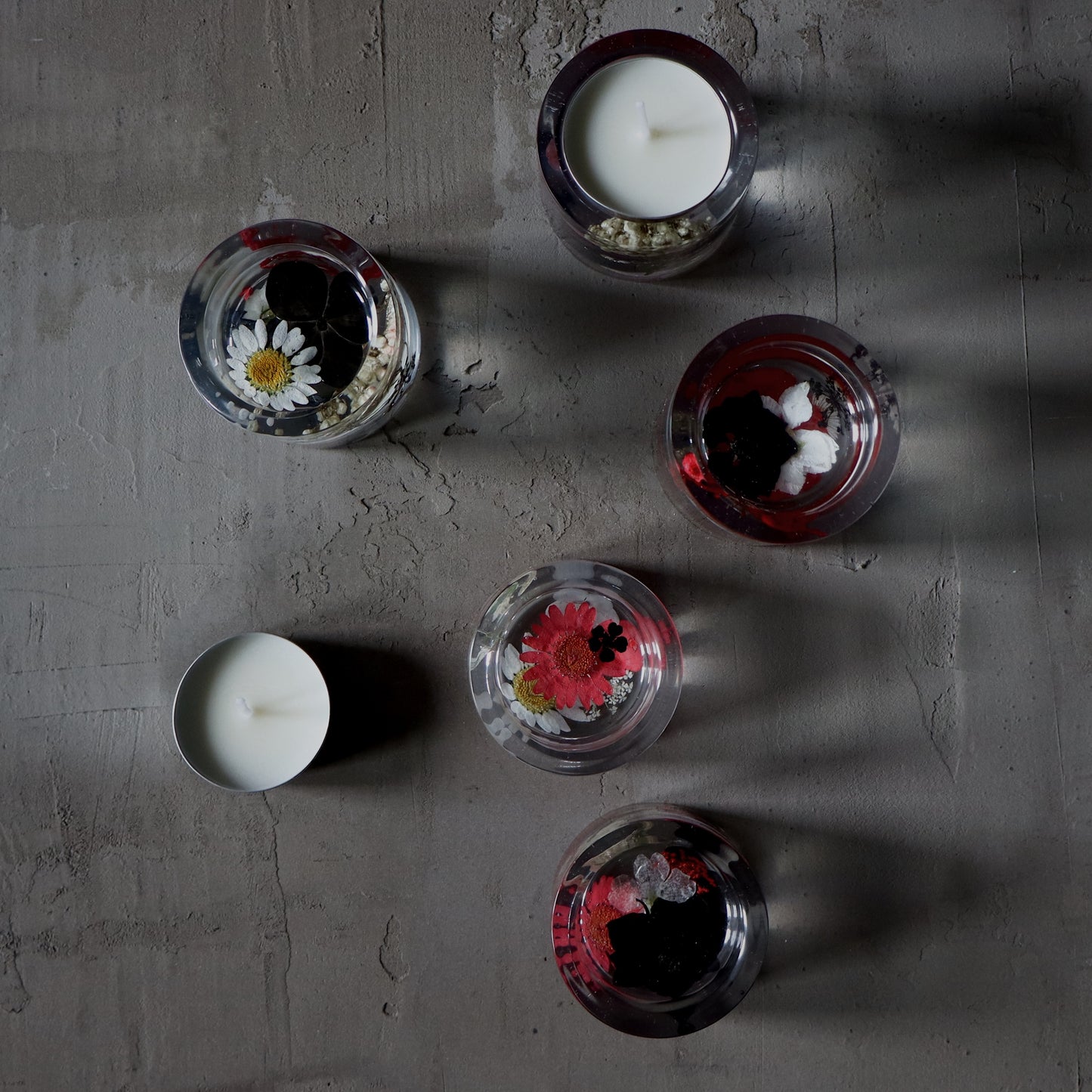 Set of Wildflower Resin Tea Light Holders