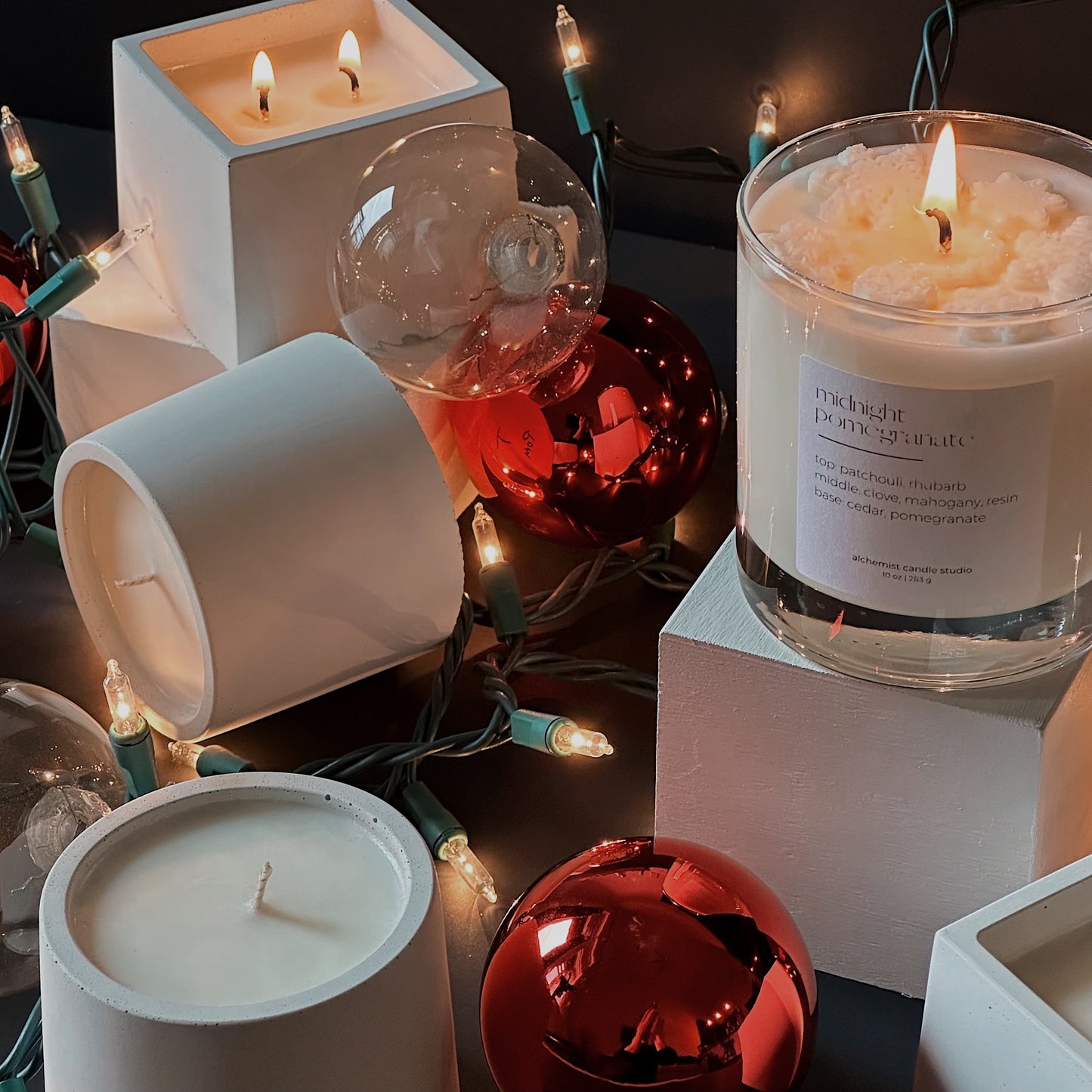 Midnight Pomegranate | concrete candle