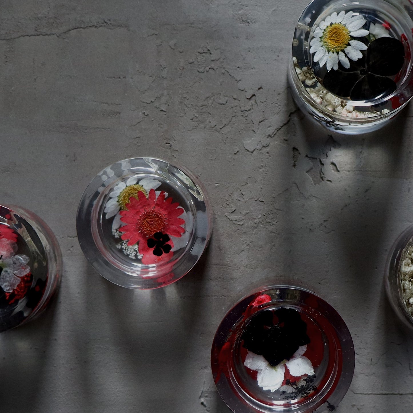 Set of Wildflower Resin Tea Light Holders