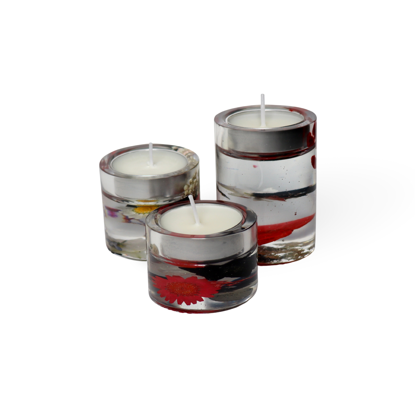 Set of Wildflower Resin Tea Light Holders