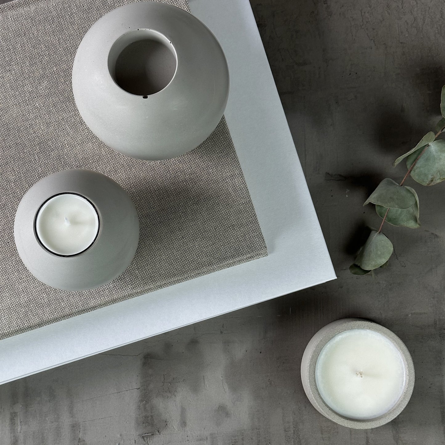 Set of Concrete Tea Light Spheres