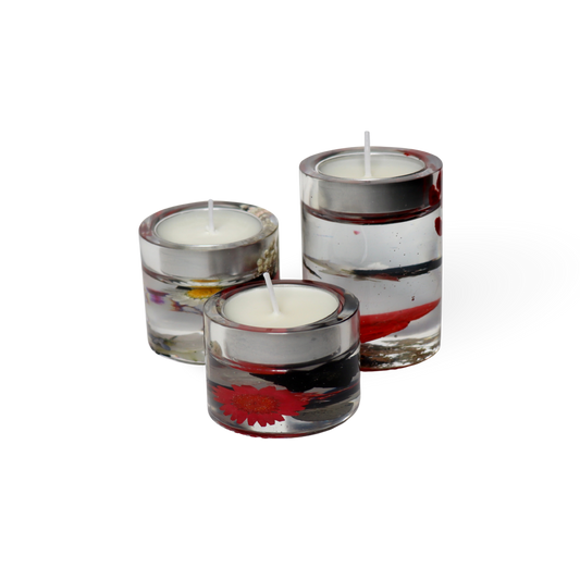 Set of Wildflower Resin Tea Light Holders